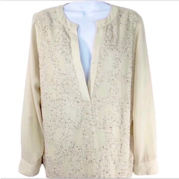 BLACK LABEL by CHICO’S sequins blouse tunic top - Picture 4 of 10